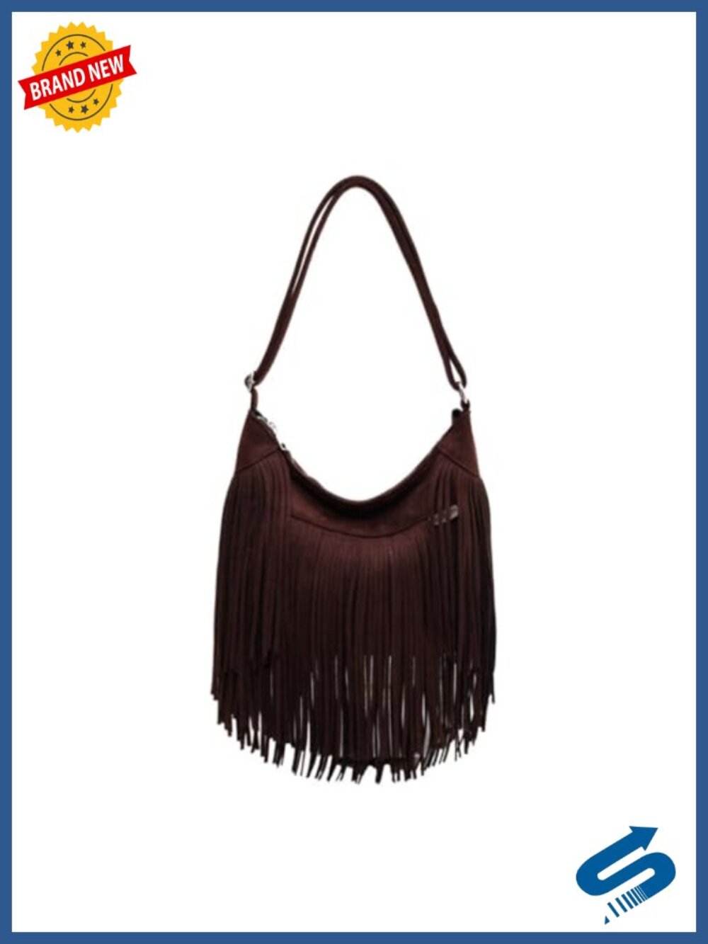 Vintage Suede Fringe Hobo Bag Tote Shoulder Crossbody Hippie Western Cowgirl